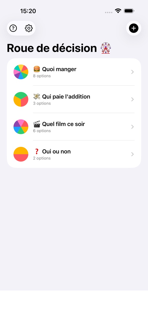 Plouf Plouf — Roue de décision — capture 1