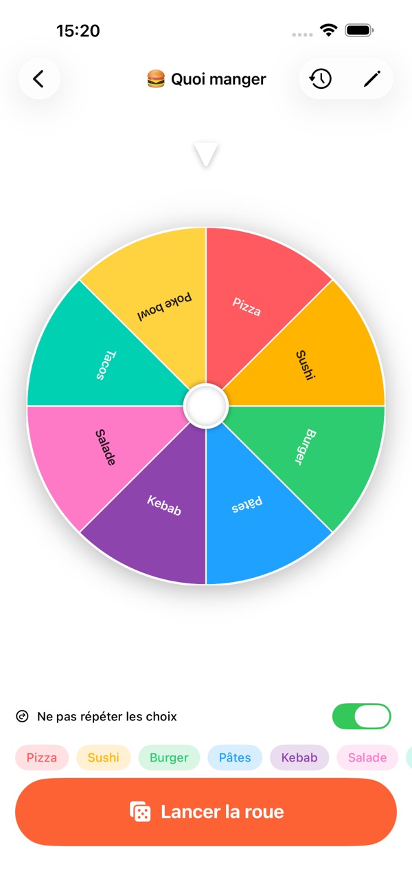 Plouf Plouf — Roue de décision — capture 3